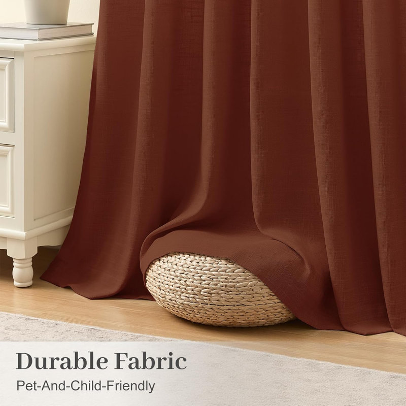 YZ Home Pinch Pleated Linen Curtains 2 Panels Set, Light Filtering Linen Blend Sheer Drapes Memory Trained Pleated Curtain Back Tab with Hooks Rings for Living Room Bedroom