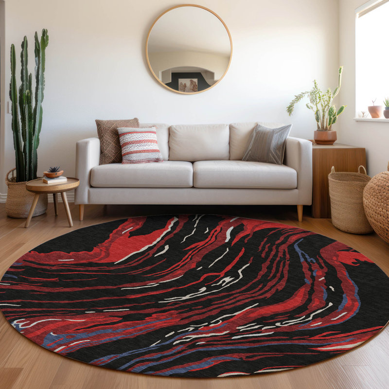 Machine Washable Indoor/Outdoor Chayden ACN1037 Ivory Rug, Round 8'