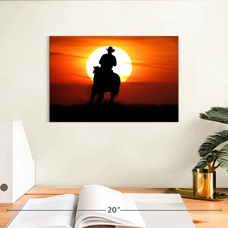 Lelar Sunset Cowboy, 8" H x 12" W