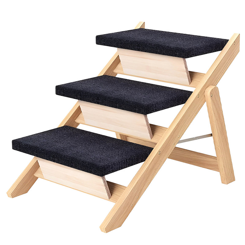 Escaliers pliables en bois pour chien de taille moyenne pour chiens de 21 po - antidérapants et pouvant atteindre jusqu'à 150 lb, coffre-fort pour voiture