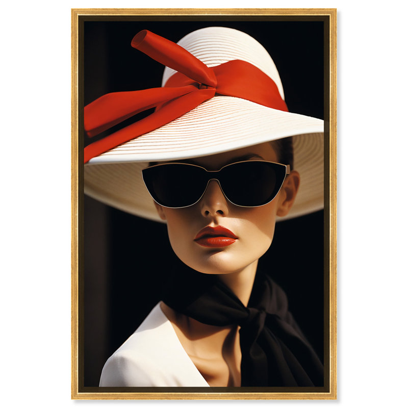 «Girl With A Hat At Noon», reproduction d'art sur toile par Art Remedy, H 46 po x l 31 po, Cadre doré