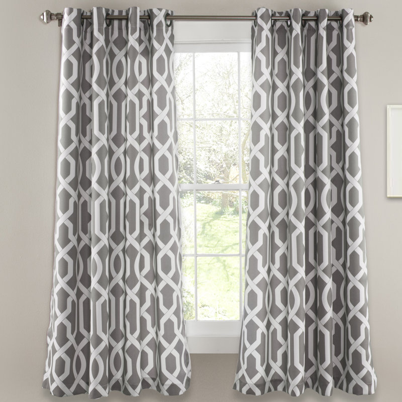 Trellis Room Darkening Curtain Pair, Gray, 52" W x 84" L