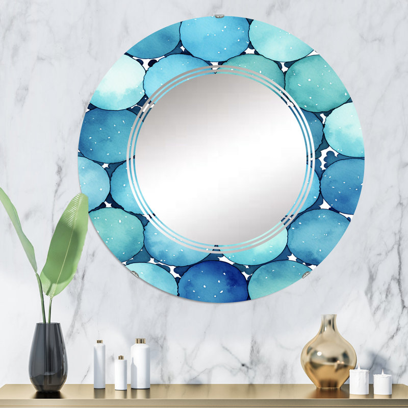 Leucas - Miroir mural moderne rond, 32 po x 32 po