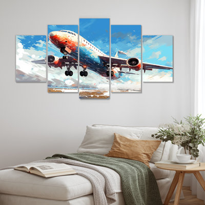 Take Off Flight Paint Spatter s - Train Wall Art For Living Room 5 Piece