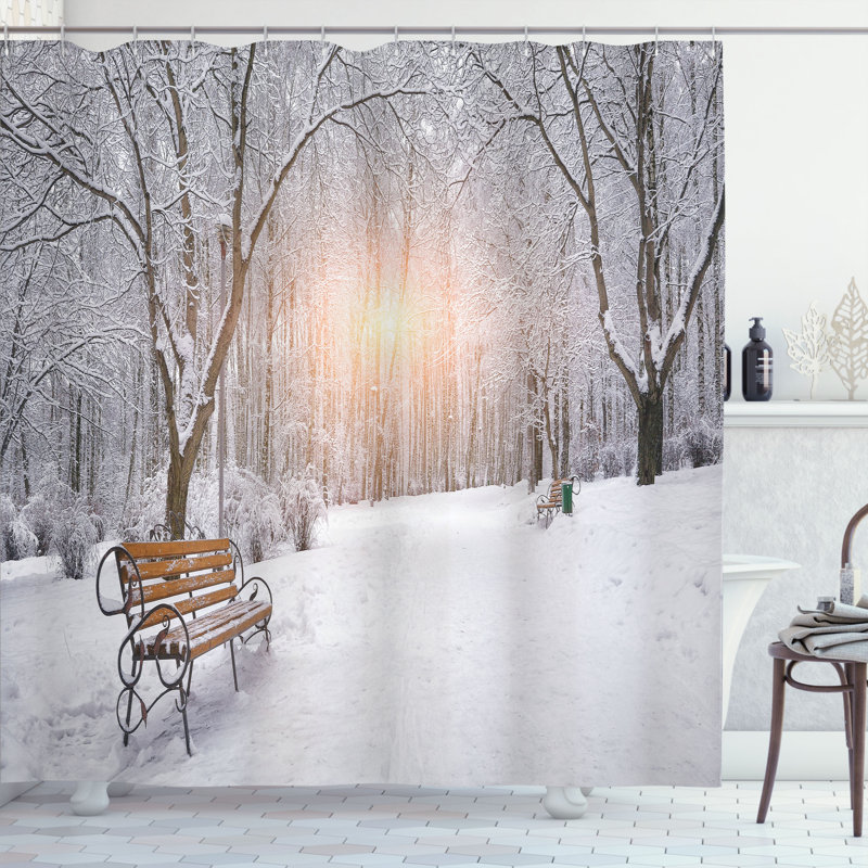 Ensemble de rideau de douche et crochets Winter, H 70 po x l 69 po