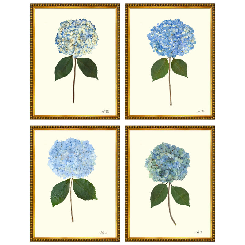 Pressed Hydrangea Set by Sandy Whitaker, 35" H x 26" W, Gold Bead 1