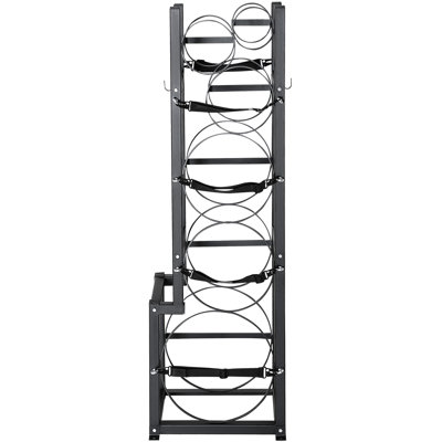 Support de réservoir d'azote pour différentes capacités - 15,55 x 12,99 x 49,8 po, compatible avec 1 réservoir de 50 lb, 2 réservoirs de 30 lb et plus, revêtement thermolaqué en acier au carbone, anneaux à fixation rapide