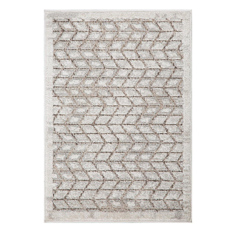 Geometric Chevron Area Rug, Mushroom, 2x3