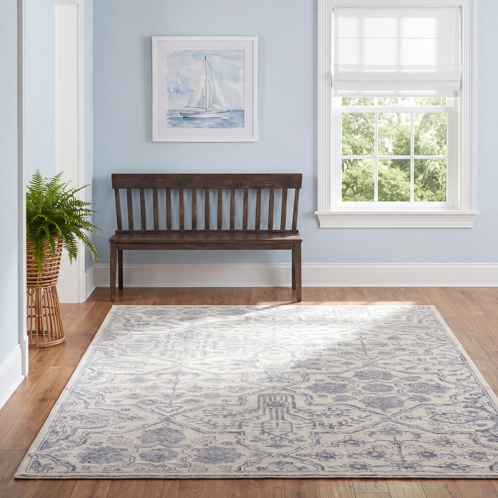 Cece Gray Hand-Tufted Wool Floral Rug, Rectangle 8' x 11'