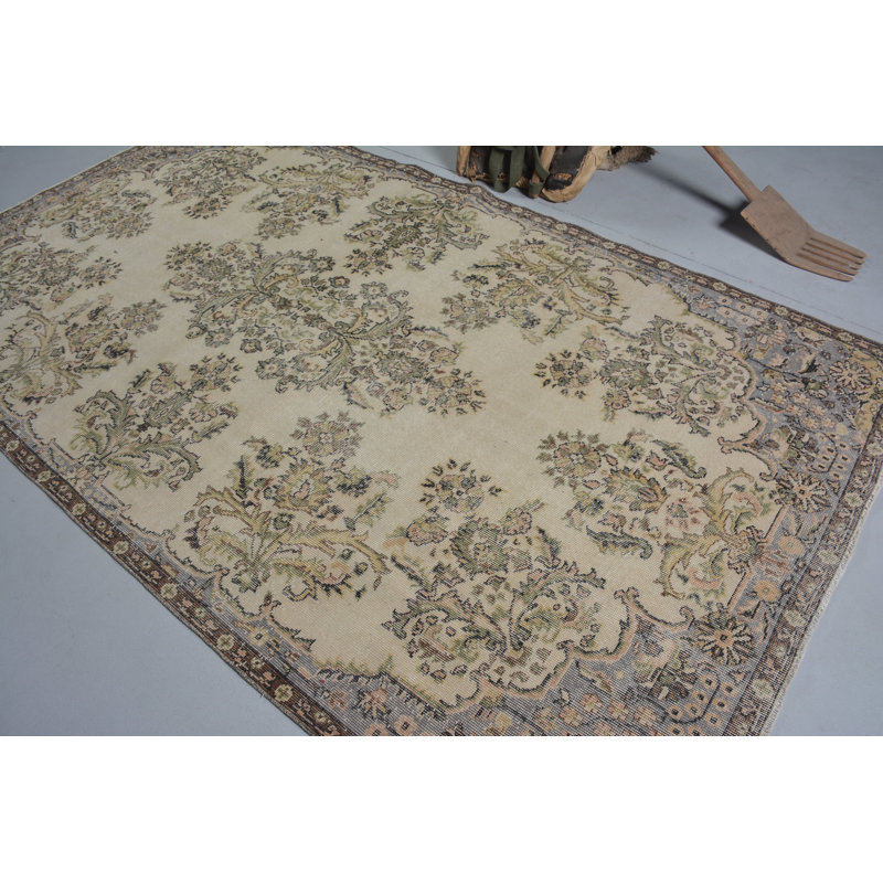 Tapis turcs, tapis géométriques, tapis vert, grands tapis de 5,5 x 9,7 pi, tapis rétro, tapis de luxe