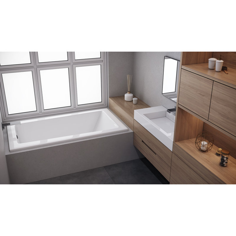 Redondo 66" x 34" Drop In Combination Acrylic Bathtub, Biscuit