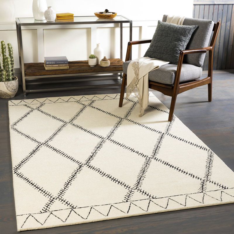 Wool Geometric Indoor Rug, Rectangle 9' x 12'