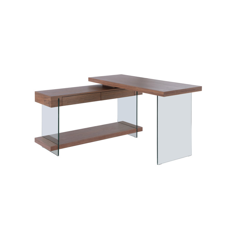 Bureau en bois avec plateau en L Annalis, Noyer