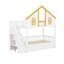 Lit superposé avec tiroirs et escaliers de rangement, cadre de lit superposé en bois avec toit-1371556669
