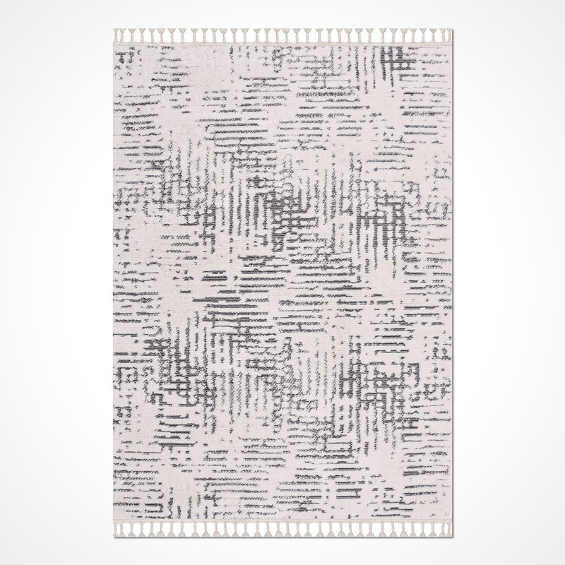 Tapis gris moderne / abstrait lavable à la machine, Tapis de couloir 2 pi 8 po x 8 pi 3 po