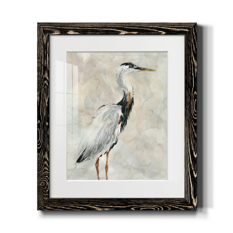 Crane at Dusk I - Cadre photo, reproduction d'art sur papier, Cadre noir, H 20 po x l 17 po x P 1,5 po