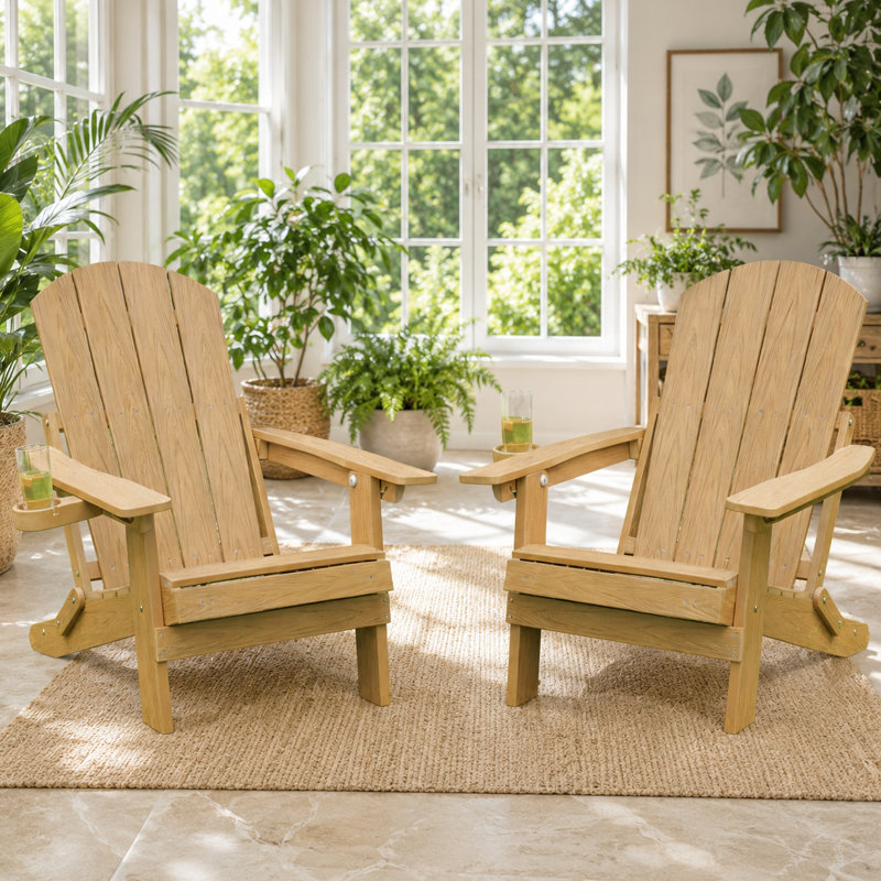 Méridienne de jardin pliable de style ferme Adirondack avec dossier réglable pour le jardin extérieur et le balcon, 2 pièces