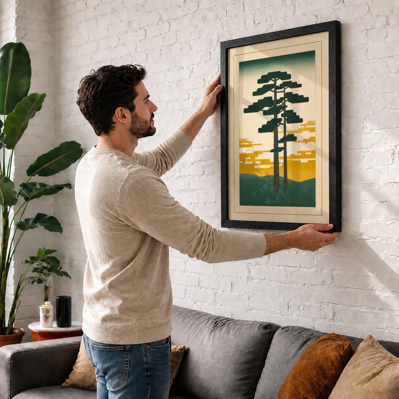 Solitary Pine Japandi - Print, Unframed, A1 - 84.1 x 59.4 cm