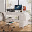 Bureau d'ordinateur de 47 pouces avec prise de courant, 7 tiroirs en tissu et grande poche latérale pour une utilisation et une organisation polyvalentes-332303005