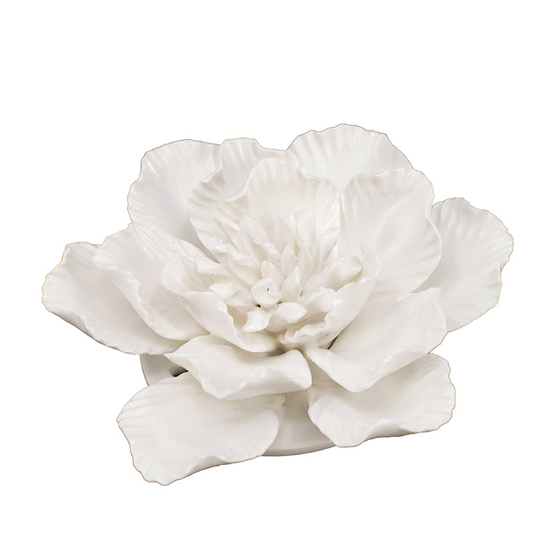 Ornement de fleurs en céramique fait à la main - Crème élégante pour décoration murale et complexe