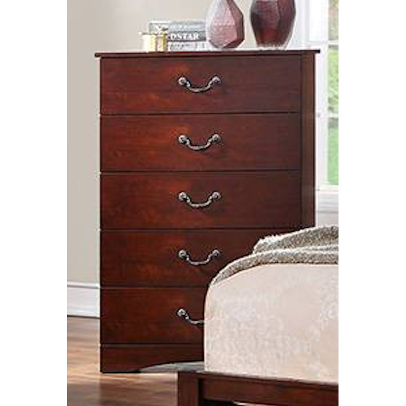 Commode 5 tiroirs Agge, Marron foncé