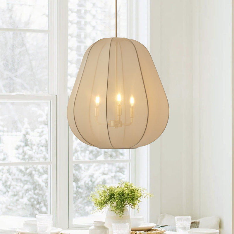 Luminaire suspendu réglable en fer doré à 3 lampes