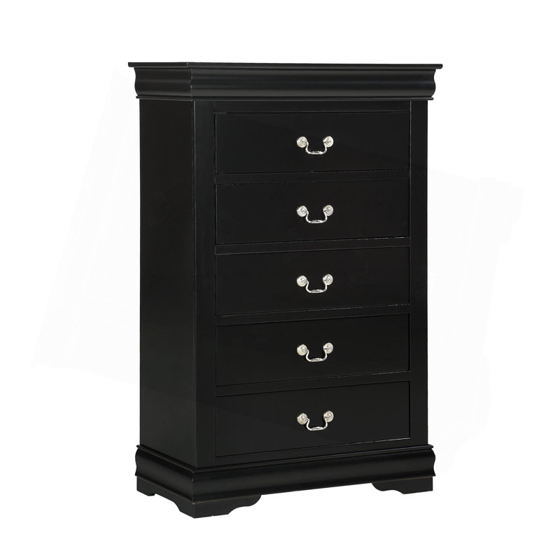 Commode 1 pièce à 5 tiroirs Louis Philip, Noir