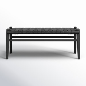 Valeria 45-Inch Teak and Woven Leather Bench