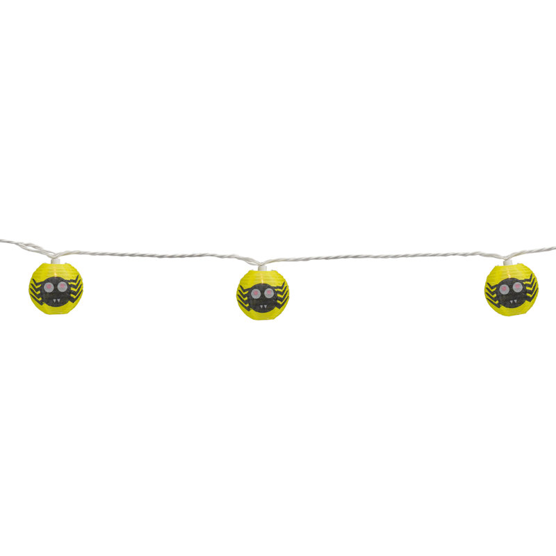 Lanterne en papier 10 lumières jaunes et noires 10 pi
