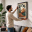 Mountain Framed In Palms Art Deco - Print-1001572852-1001572849