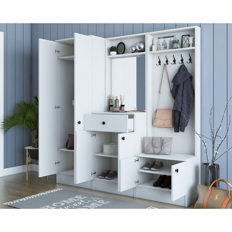 Abigayle Hall Tree 179.4cm Wide with Shoe Storage