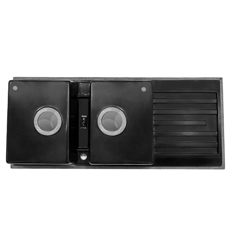 Belfry Kitchen Alvera 500mm W Double Bowl Quartz Undermount Kitchen Sink with 1 Faucet Hole