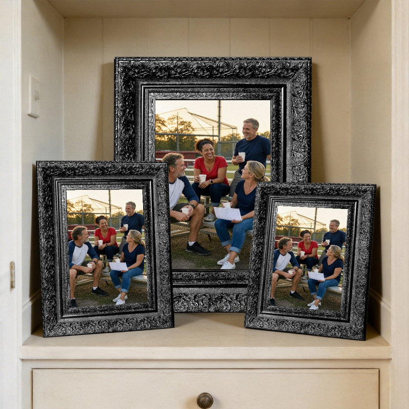 Black 3 PCS 5" x 7" Simple Picture Frame with Horizontal or Vertical Display