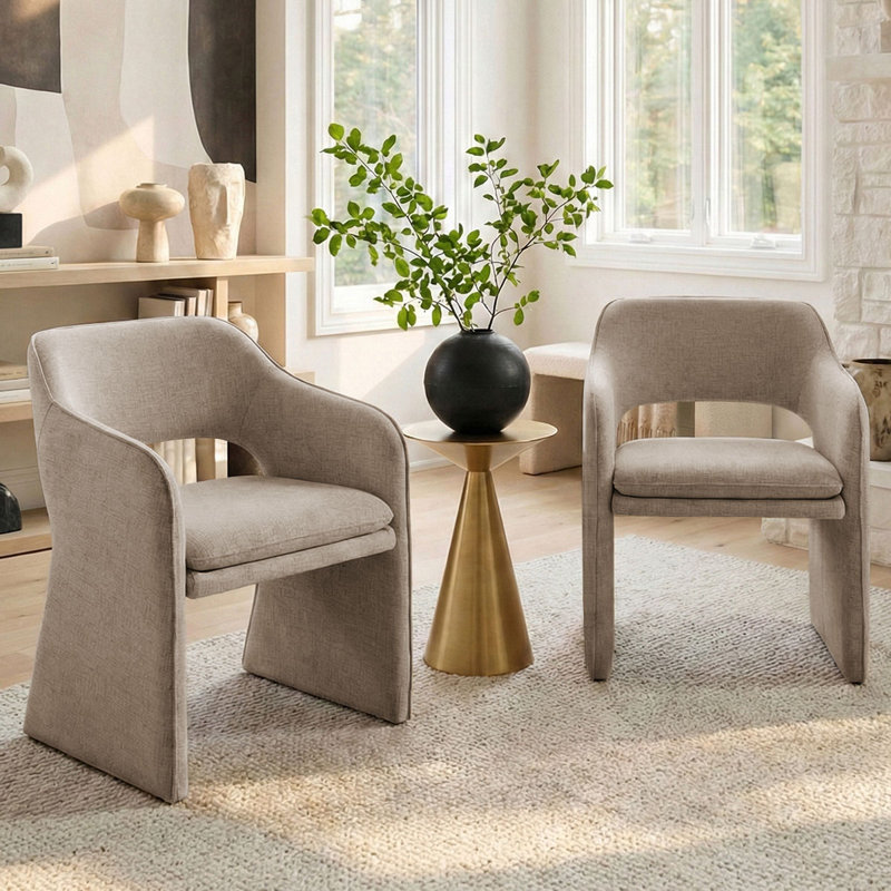 Fauteuil d'appoint rembourré en tissu, Kaki
