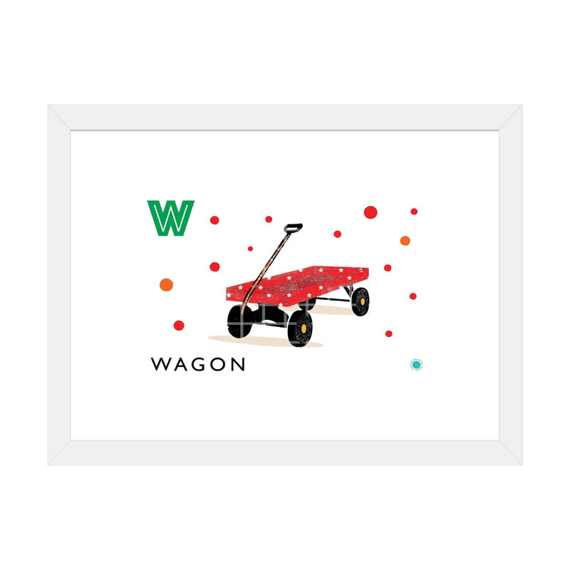 «W Is for Wagon» - impression, Blanc, H 24 po x l 32 po x P 1 po, Papier encadré blanc