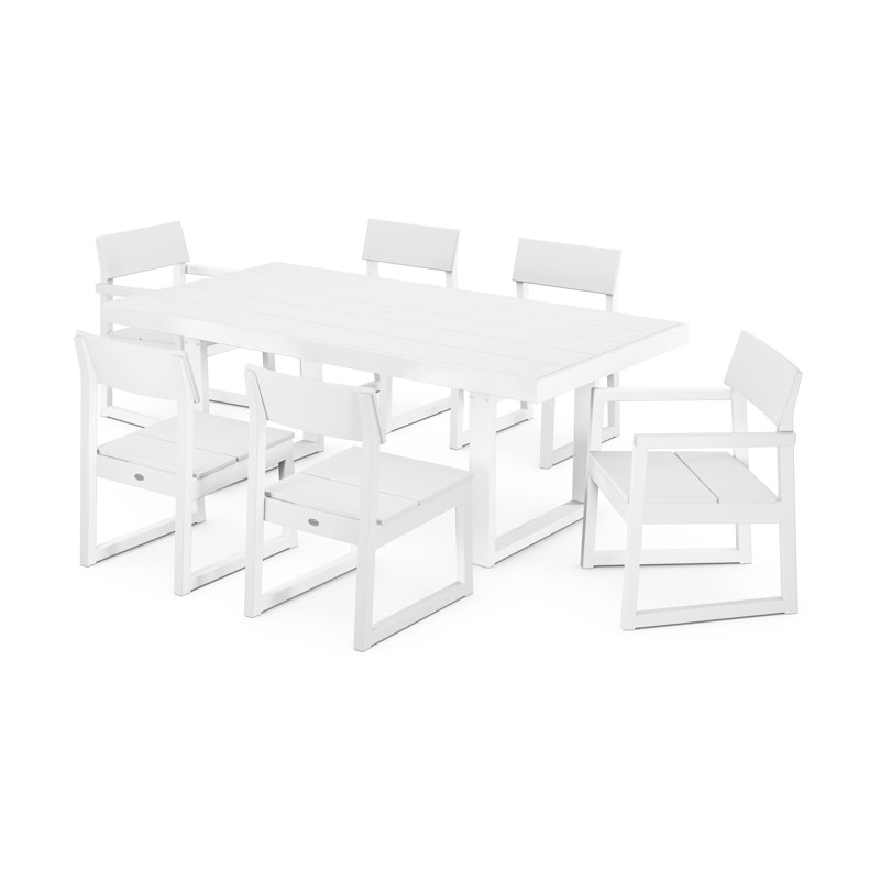 Edge Rectangular 6-Person 78'' Long Dining Set, White