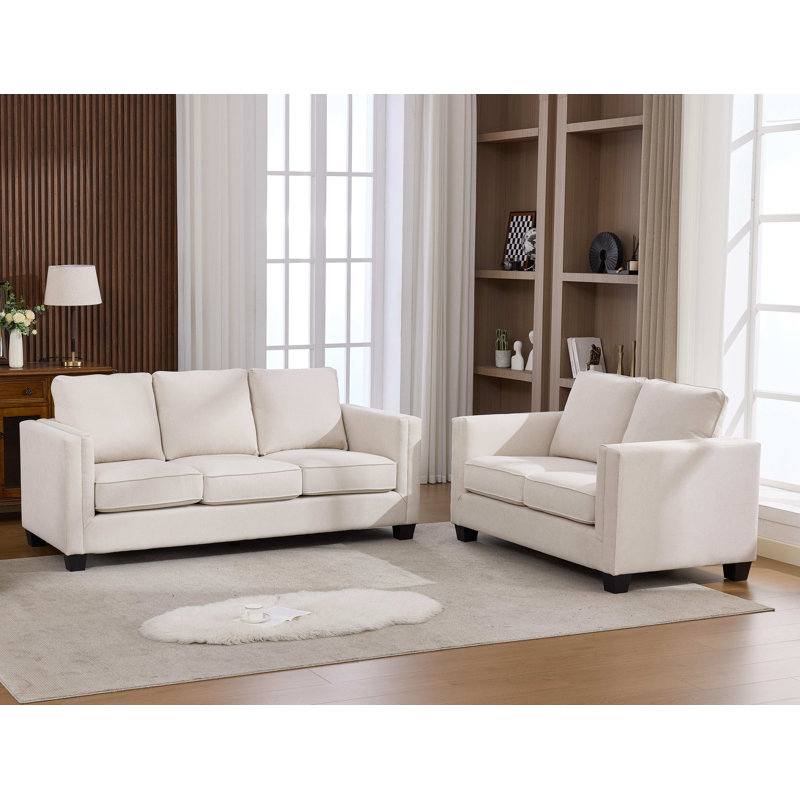 Ensemble de canapé de salon 2 pièces, Beige