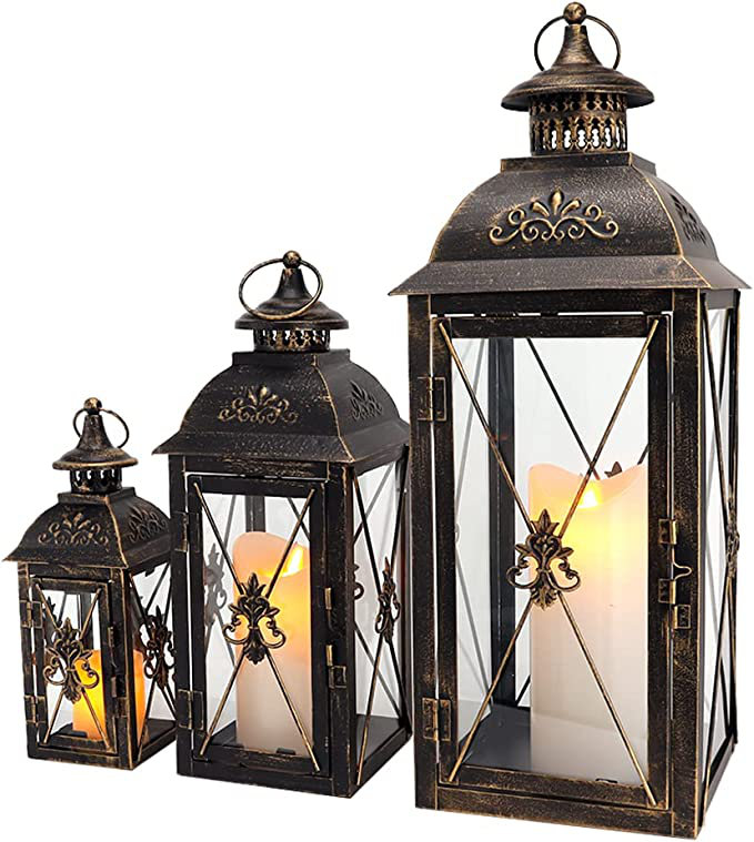 Metal Tabletop Lantern, Black