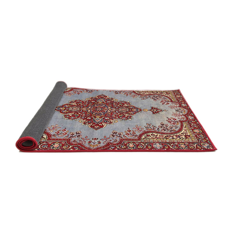 Tapis traditionnel mehroon/noir/bleu Meka, Carré 3 pi