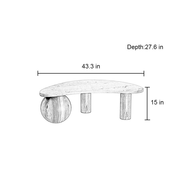 Crescent-shaped natural cave stone tea table, Black