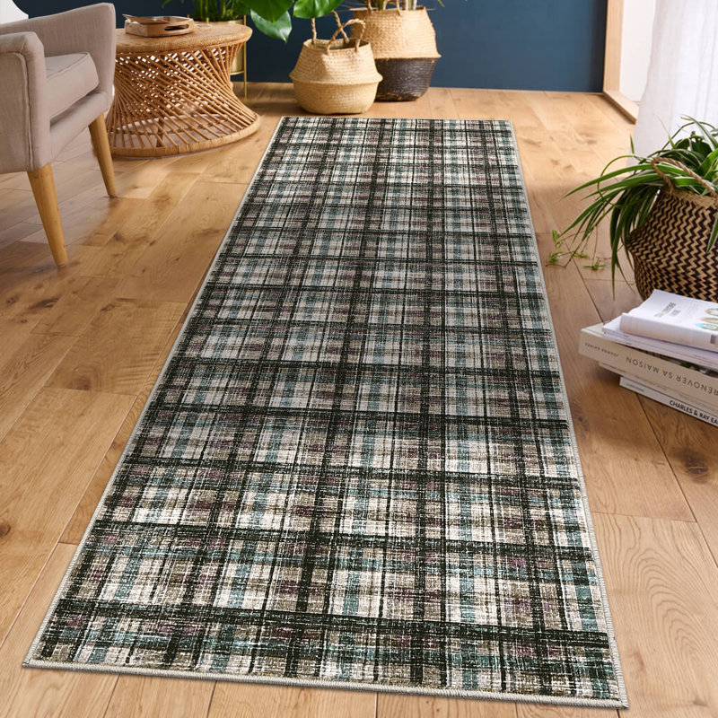 Modern Machine Washable Area Rug 8x10 Large Living Room Rugs Non-Slip Rugs for Bedroom Ultra Soft Stain Resistant Carpet Thin Tartan Throw Rugs