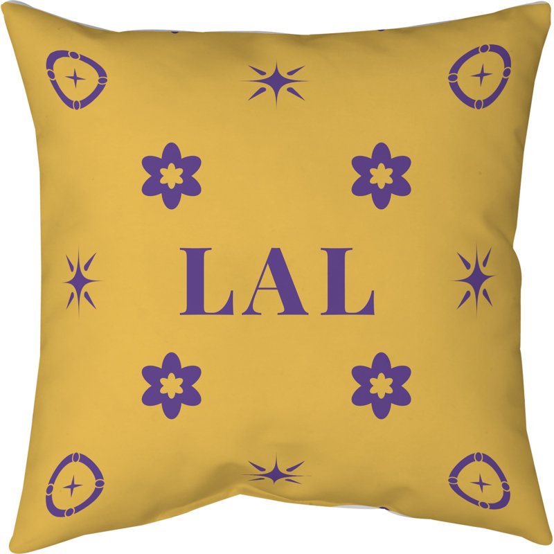 Coussin en coton Los Angeles, Los Angeles mauve / or / mauve, H 16 po x l 16 po