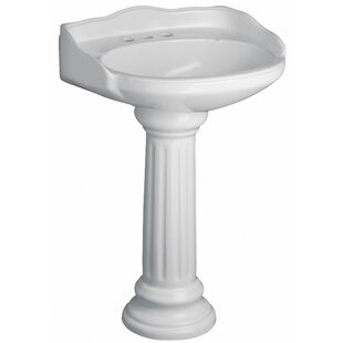 White Bathroom Pedestal Sink Basin Replacement Part 30.38 W with