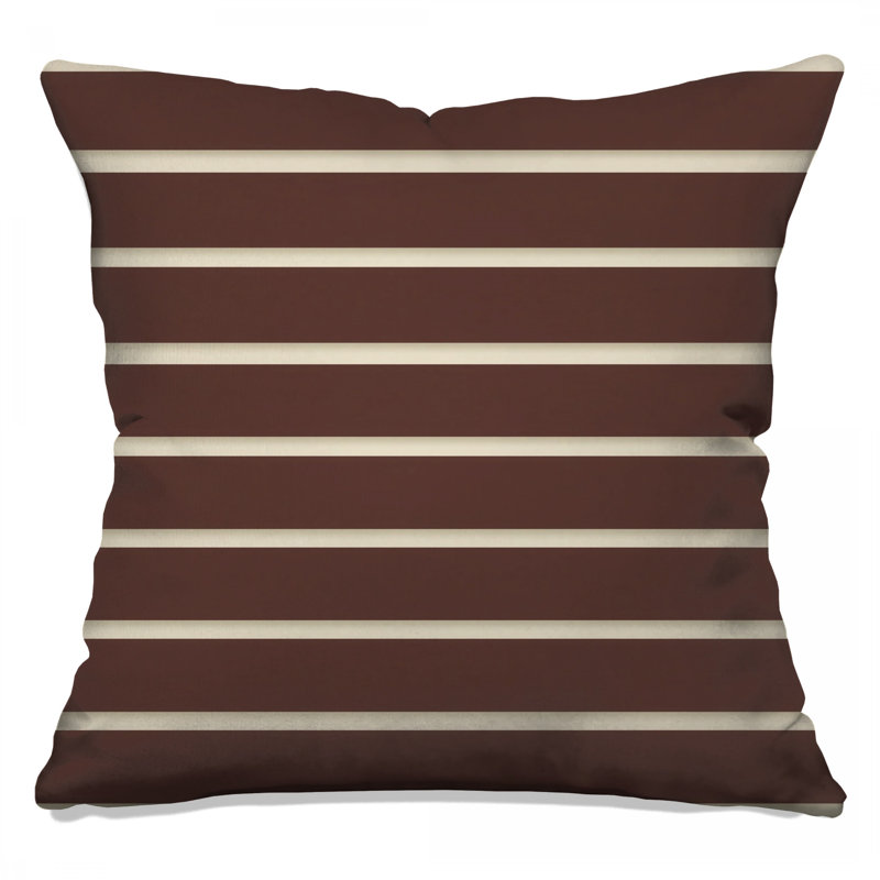 Brown Beige Stripes Double Sided Throw Pillows, 16 x 16 inches