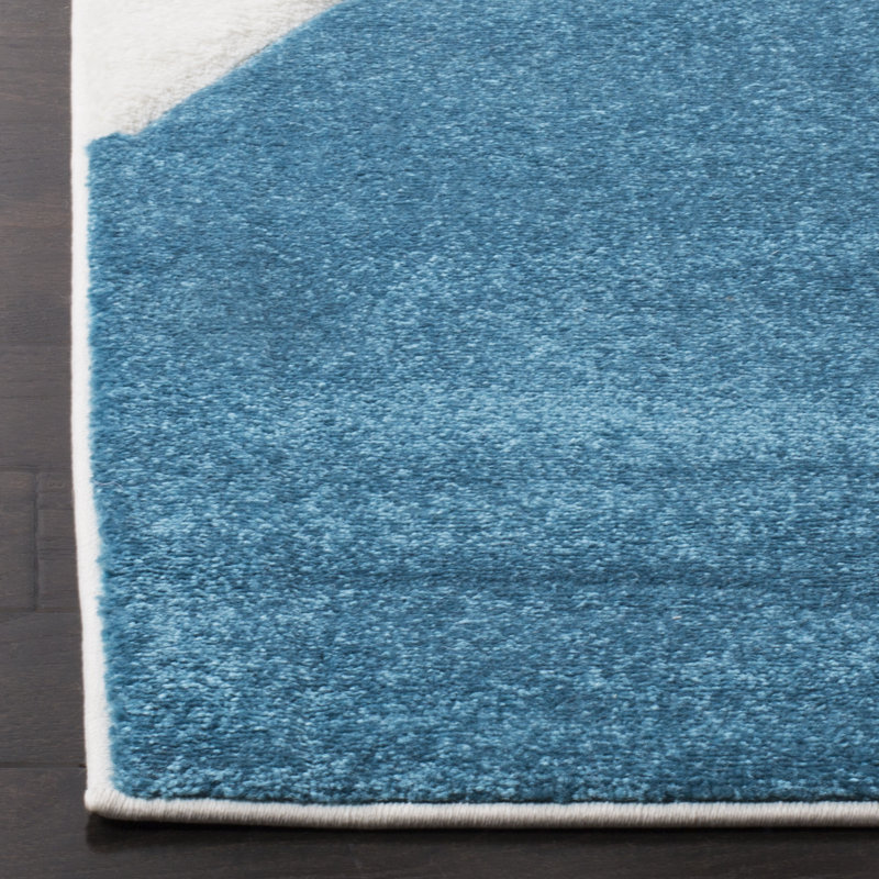 Tapis bleu paon / fuchsia à motif abstrait Menelaus, Rectangle 8 pi x 10 pi