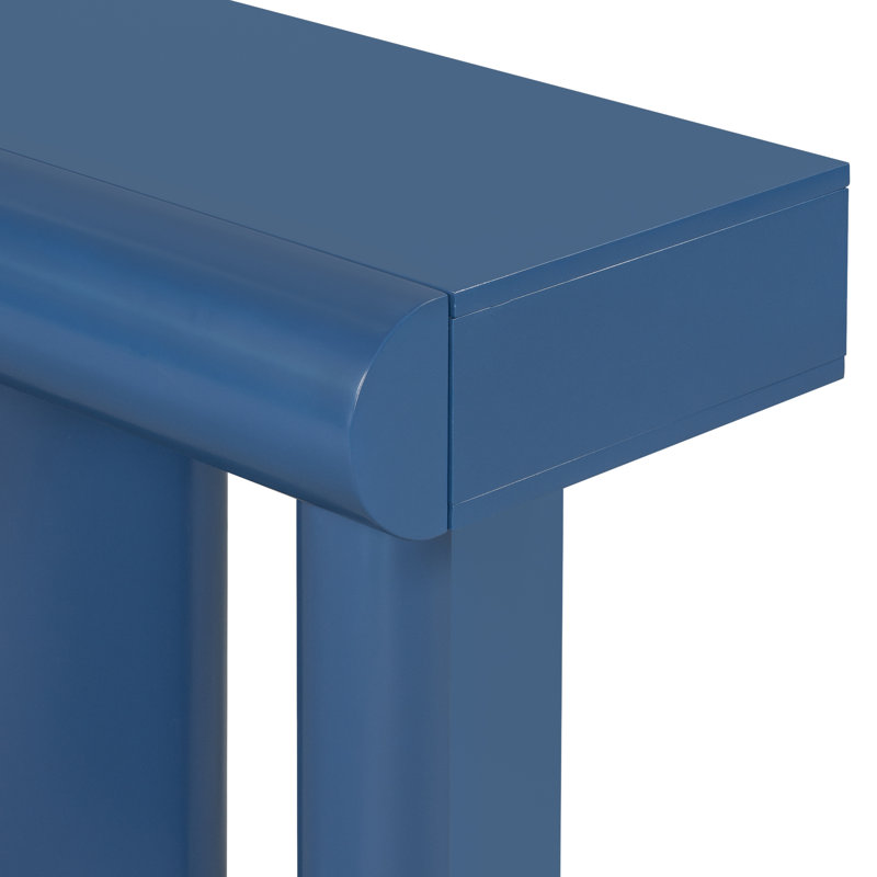 Polo Console Table with Curved Drawers & 3 Arched Legs, Navy Blue