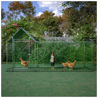Durable Metal Chicken Coop With Cover, Predator-Proof Poultry Habitat For Backyard Use