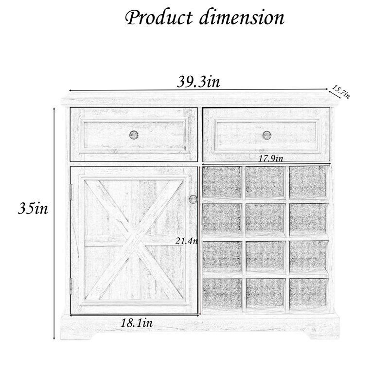 Kimana 39.38'' Bar Cabinet, Gray