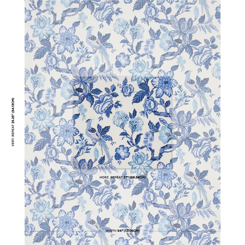 Schumacher x Timothy Corrigan Huntington Gardens Fabric, Bleu Marine