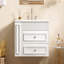Meuble-lavabo mural de 30 po, armoire de rangement flottante avec 2 tiroirs, lavabo simple en céramique à 3 trous, armoire moderne.-281275592